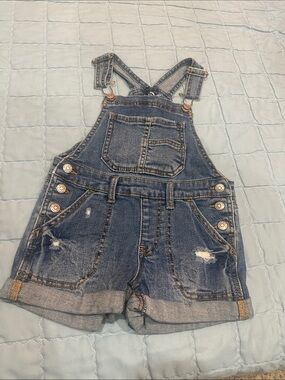 NWOT Jordache Distressed Denim Short Overalls - Blue size 4/5